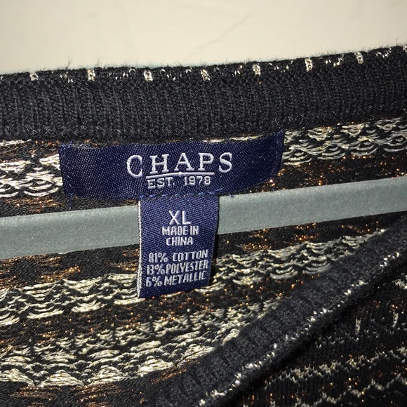 Chaps 3/4 sleeve sweater with gold and copper - Picture 2 of 4